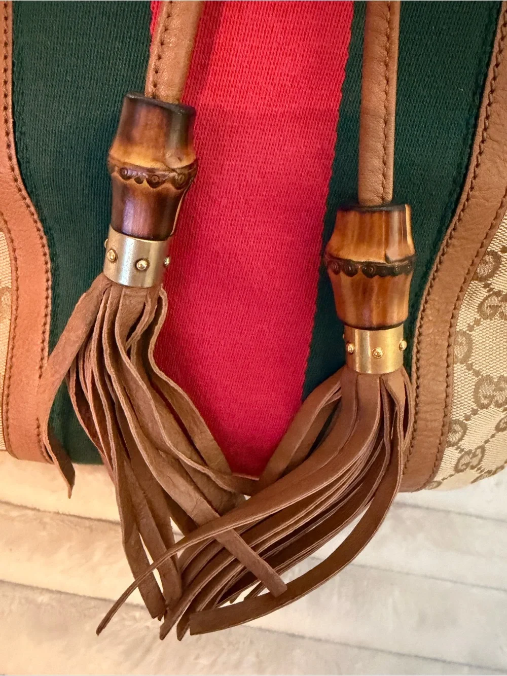 Gucci GG Canvas Web Rania Drawstring Hobo Bag